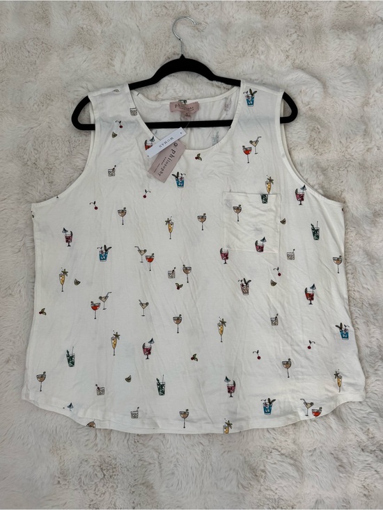 Philosophy Tops - Philosophy White Sleeveless Tank with Colorful Cocktail Print